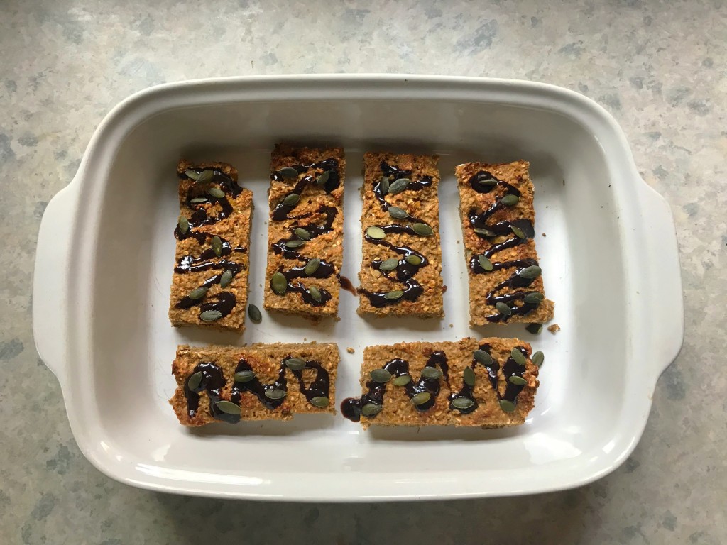 protein energy flapjack snacks pumpkin, cinnamon, ginger oat