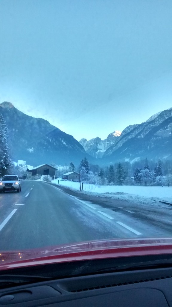 driving through austria snow mountains